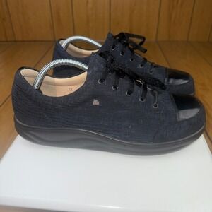 Finn Comfort Black Leather Trim Sneakers Ladies Casual Walking Shoes Size 9